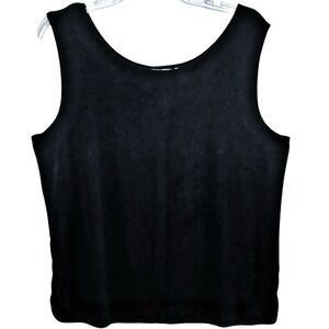 Chicos Travelers Tank Top Black 3 XL 16-18 Slinky Sleeveless Travel Office Cami